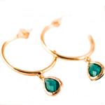 Pendientes Aros Esmeralda | PNARES | aro, aros, oro, plata de ley, verdes, cristal, cristales, pendientes, de