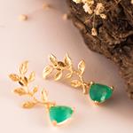 Pendientes Rama Oro y aguamarina
