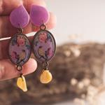 Pendientes Petirrojos | PNPETI | Pendientes, de Pajaros, Morados, Rosas, Largos