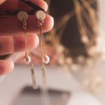 Pendientes Blancanieves | PNBLAN | Pendientes, muy Largos, de Oro, de fiesta, blancos, de nacar, novias