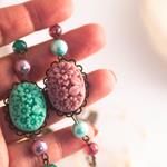 Pulsera Carlota | PLCARL | Pulsera, de cristal, morada, menta, vintage