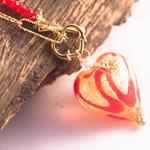 Collar Corazón de Murano | COCOMU | Collar, Collares, Corazón, rojo, de acero, de oro