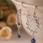 Pendientes Laurel Azul | PNLAAZ | Pendientes, de Plata, de Hojas, de novias, para boda