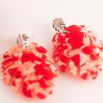 Pendientes Hoja de Palmera Plata Rojos