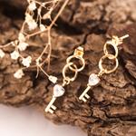 Pendientes Doble Aro LLave y Brillante