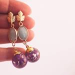 Pendientes Amazonita y Flores | PNAMFL | Pendientes, Largos, de Flores, de Amazonita, Azules, Morados, Oro