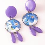 Pendientes Yanira | PNYANI | Pendientes, Largos, Morados, de flores, azules, flamencos