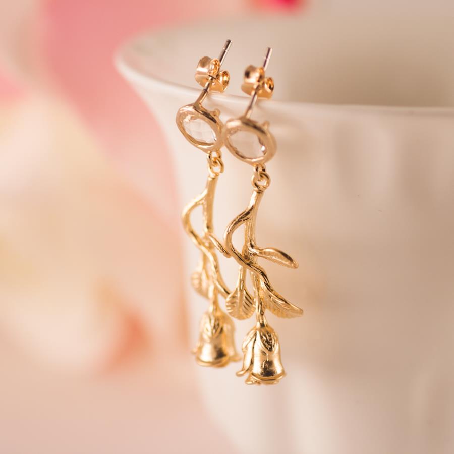 Pendientes Rosa de Oro Cristal