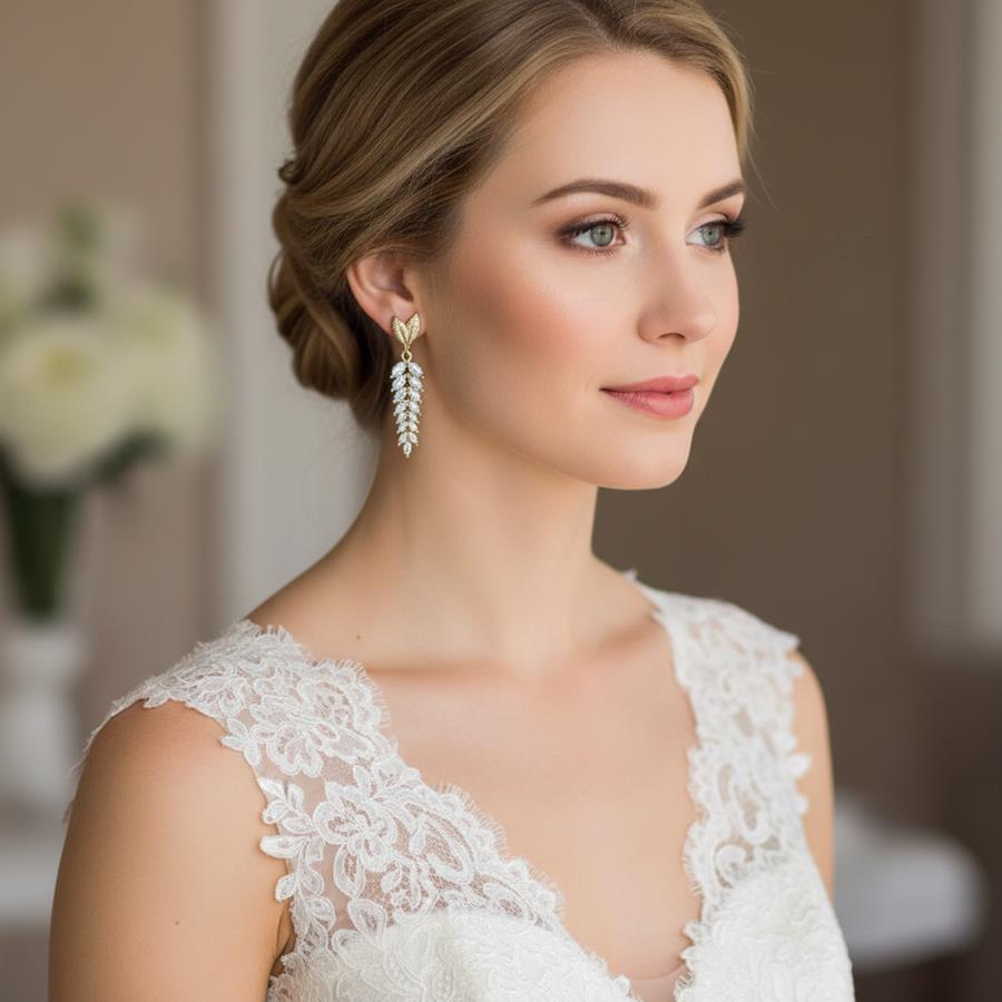 Pendientes Imperio | PNIMPE | Pendientes, Largos, de Boda, Novias, de Oro, Brillantes