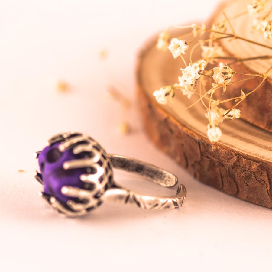 Anillo Ajustable Calavera Morado