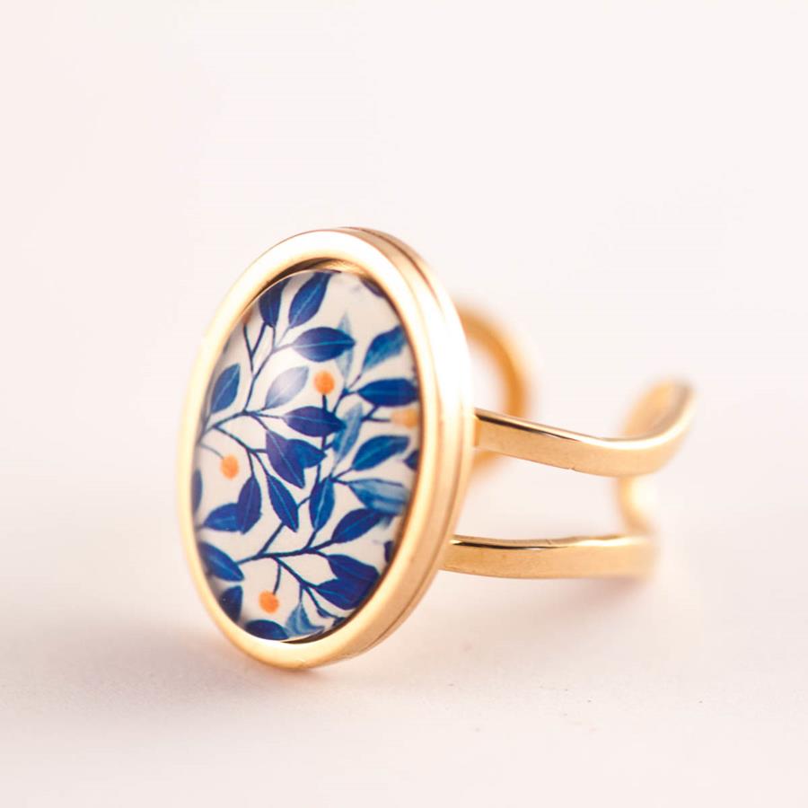 Anillo Spring | ANLEAV | Anillos, Anillo ajustable, de acero inoxidable, de flores, azul, de oro