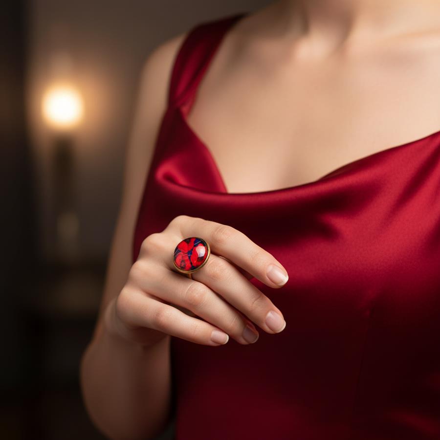 Anillo Amour | ANAMOU | Anillo, Anillo ajustable, rojo, de amapolas, de flores