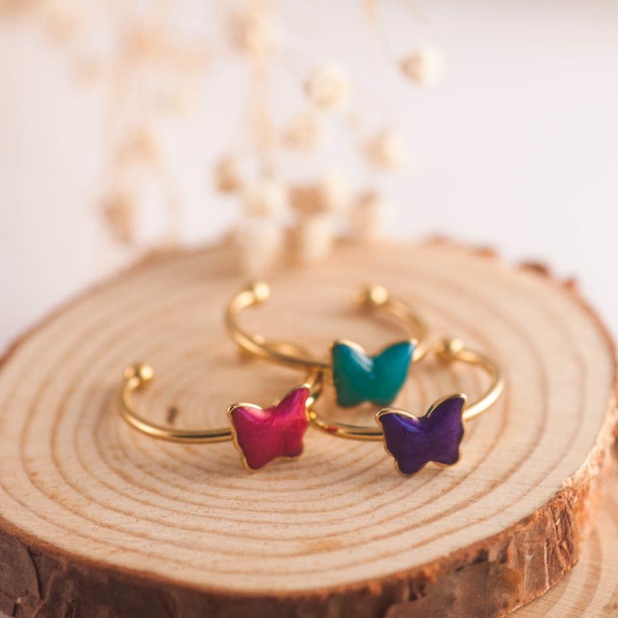 Anillo Mariposa Ajustable Acero | ANMAAJ | Anillos, Ajustables, de mariposa, de resina, verdes, rosas, morados