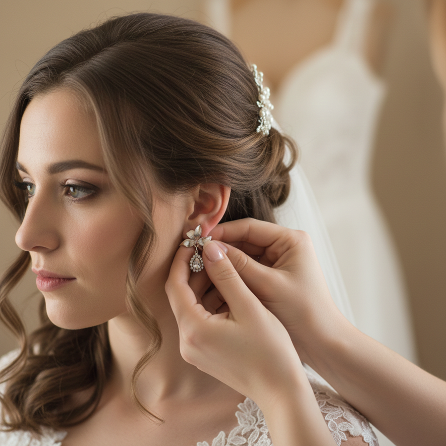 Pendientes de Flor y Brillantes