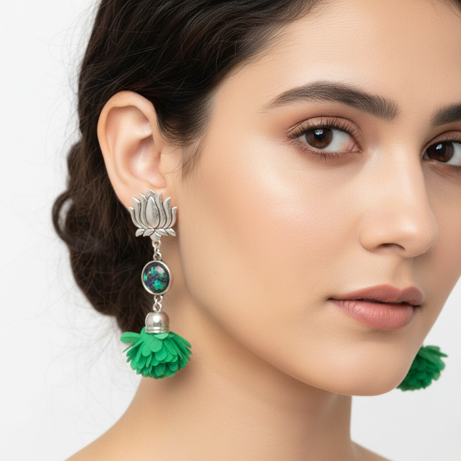 Pendientes Amazonas | PNAMAZ | Pendientes Largos, Verdes, Flores, Borlas, Sevilla