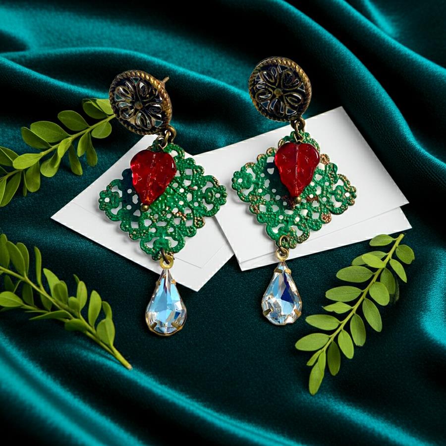 Pendientes Diciembre | PNDICI | Pendientes, de navidad, largos, verdes, rojos, antiguos