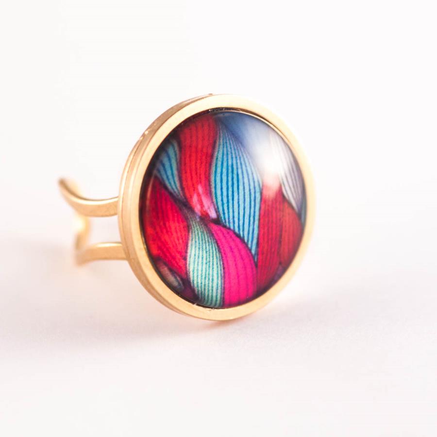 Anillo Ondas | ANONDA | ANILLOS, AJUSTABLES, de cristal, de acero inoxidable, rojos, azules