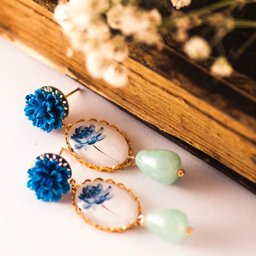 Pendientes dalia Azules