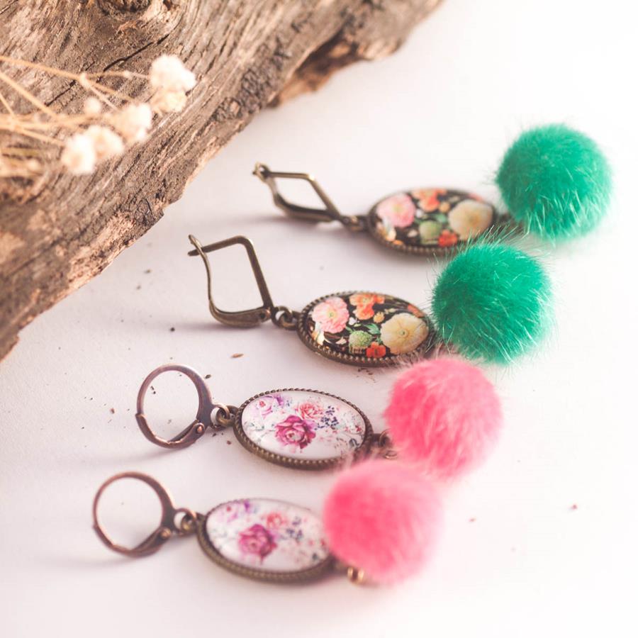 Pendientes Ainara | PNAINA | Pendientes, Largos, Fussia, Verdes