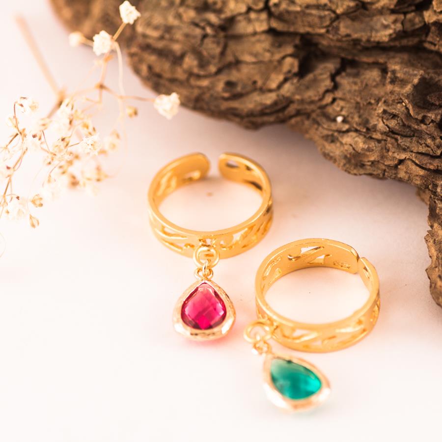 Anillo Oro Lágrima Rosa