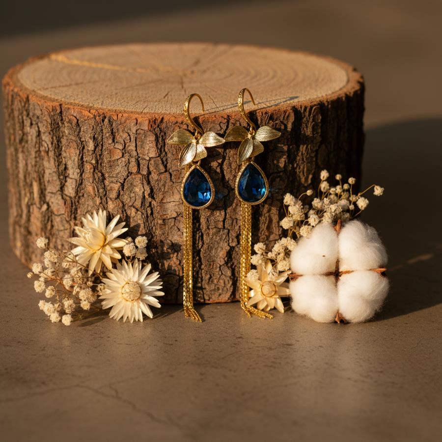 Pendientes Olaia | PNOLAI | Pendientes, Largos, Oro, Azules