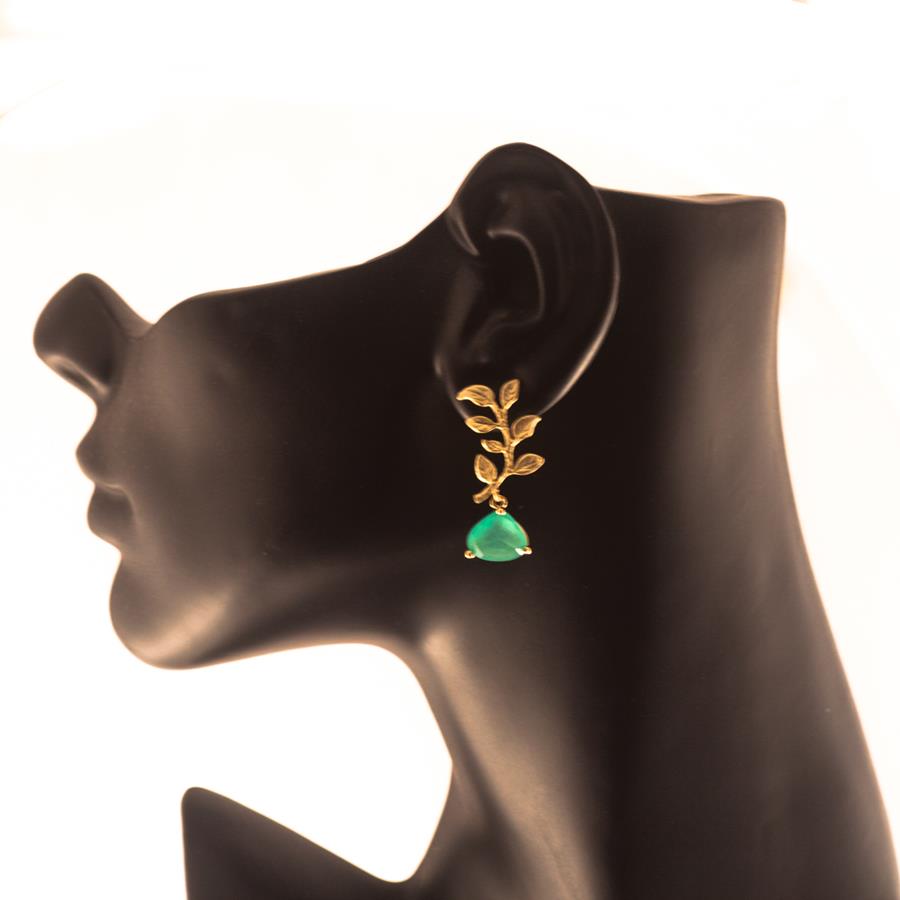 Pendientes Rama Oro y aguamarina