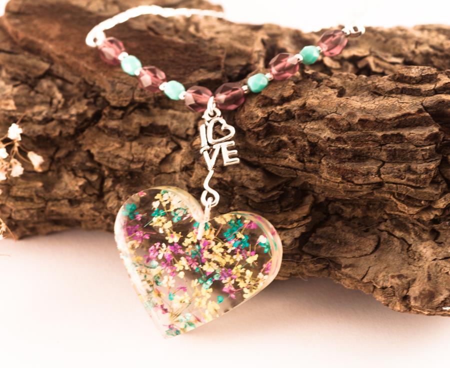 Collar Baño Plata Love Botánica | COLOBO | collares, de, corazon, corazones, flor, flores, plata