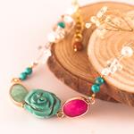 Pulsera Rosa Azul Ajustable | PLROAJ | pulseras, de rosas, azules, rosas, blancas, de perlas
