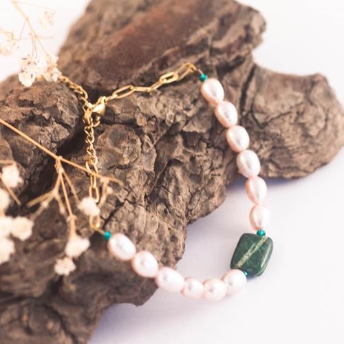 Pulsera perlas y acero | PLPEYA | Pulsera, de perlas, de piedras, de acero inoxidable