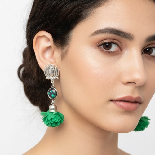 Pendientes Amazonas | PNAMAZ | Pendientes Largos, Verdes, Flores, Borlas, Sevilla