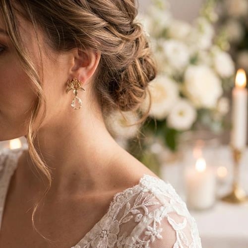 Pendientes Felicity | PNFELI | Pendientes, de oro, de novias, para novias, bodas, flores
