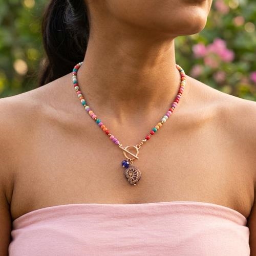 Collar colores y concha cristal checo | COCOCC