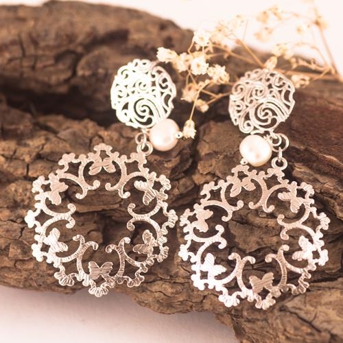 Pendientes Andalucía | PNANDA | Pendientes, de novias, para novias, bodas, fiesta, largos, flamencos, de perlas,aros, de aro, de plata, largos