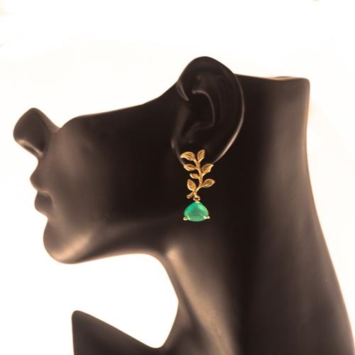 Pendientes Rama Aguamarina | PNRAAG | pendientes, de oro, de plata, para novias, fiesta, verdes, aguamarina, bodas, largos