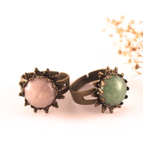 Anillo Ajustable Sol Aventurina o Cuarzo | ANAJSO | anillos, de, aventurina, cuarzo, rosa, rosas, verde, verdes, ajustable, ajustables