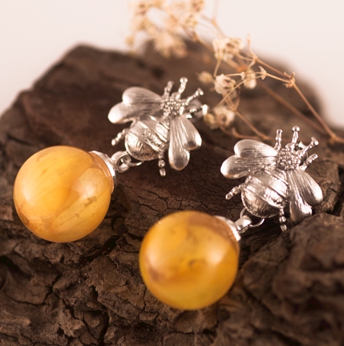 Pendientes Abeja y Flor Amarilla | PNFLAM | Pendientes, amarillos, flores, plata, largos, abejas