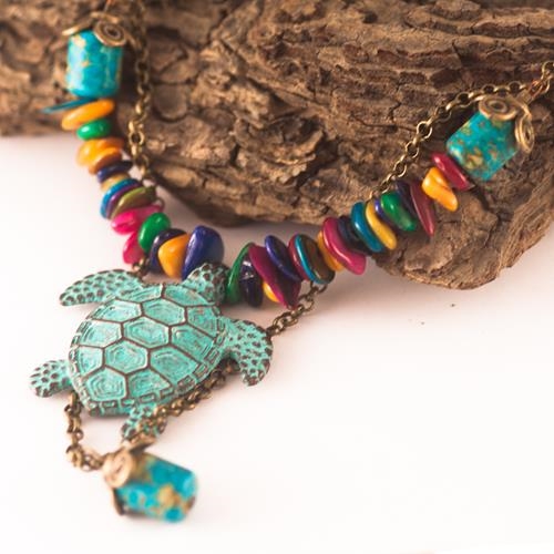 Collar Tortuga y Turquesas | COTOYT | Collares, de Turquesas, Tortugas, Bronce