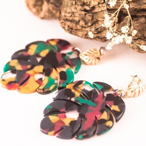 Pendientes Hoja de Palmera Oro | PNHOPO | Pendientes, Pendientes Largos, de Hoja, Palmera, de Plata, Bohemios