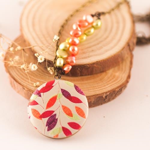 Collar Medallón para Foto Perlas | COMEFO | Collar, Collares, Medallón, Medallones, de Perlas, Largos, para Fotos, Rosas, Verdes