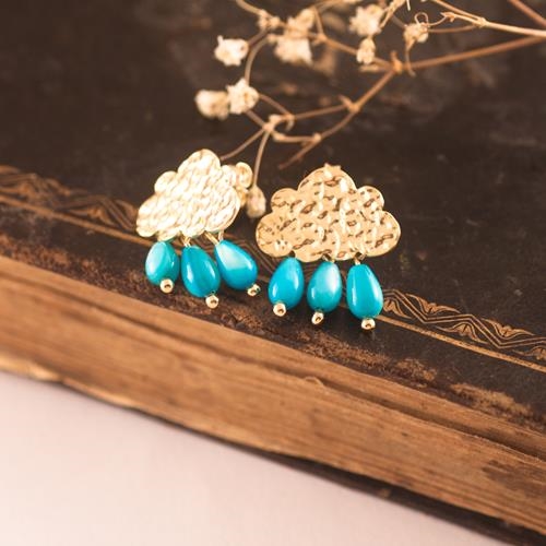 Pendientes Nube Oro | PNNUOR | Pendientes, azules, de oro, azul