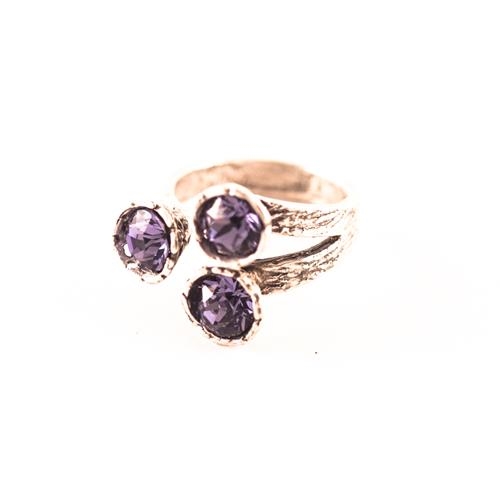 Anillo Geometric Morado | ANGEMO | anillos, de, ajustables, cristal, plata, morados, morado