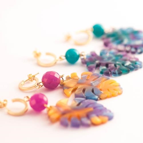 Pendientes Hoja y Calcedonia Amarillos | PNHOCL | Pendientes, Morados, Lilas, de Hojas, Calcedonias 