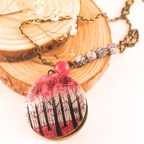Collar Medallón Autumn | COMEAU | Collar, Medallón, Arboles, Rosa