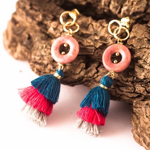 Pendientes Borla Rodonita | PNBORO | Pendientes, de Borlas, de Piedras, de Rodonitas, Largos