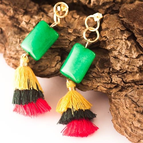 Pendientes Borla Calcedonia | PNBOCA | Pendientes, de Borlas, de Piedras, de Calcedonias, Largos, de Oro