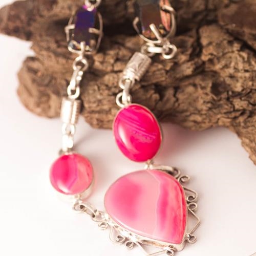 Collar Agatas Rosas | COAGRO | Collares, de plata, de Agatas, Rosas, de piedras