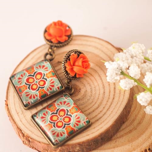 Pendientes Carmen | PNCARM | Pendientes, Largos, Vintage, Rosas