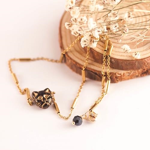 Collar Gato negro acero | COGANE | Collares, de Oro, de Gato, Colgantes, de acero inoxidable