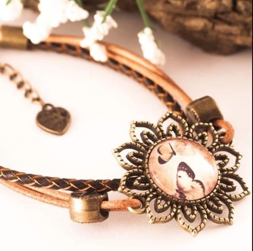 Pulsera Cuero Mariposa | PLCUMA | Pulsera, de cuero, de mariposas, marrón