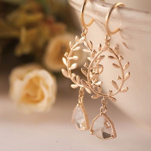 Pendientes Cesar | PNCESA | Pendientes, de oro, de aro, de novias, para boda, largos, de hojas